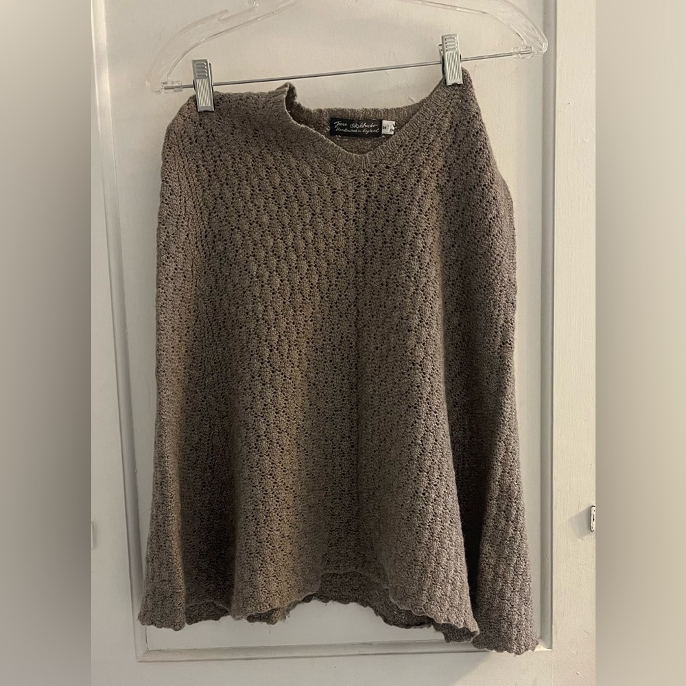 Jane Wheeler Poncho 100% wool- Hand knitted in England